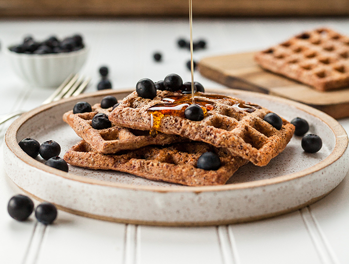 Homemade waffles and berries